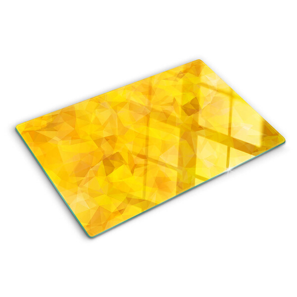 Schneidebrett Glas mit gelbem geometrischem Mosaik