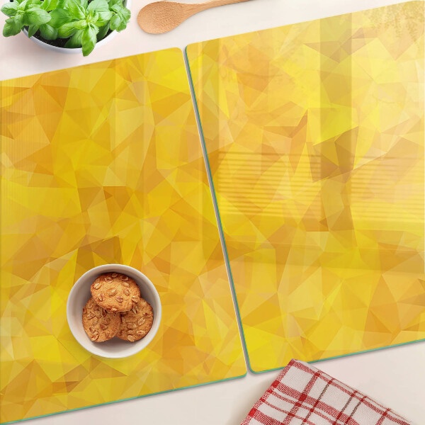 Schneidebrett Glas mit gelbem geometrischem Mosaik