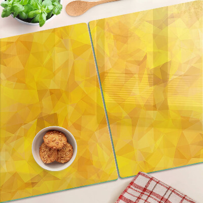 Schneidebrett Glas mit gelbem geometrischem Mosaik
