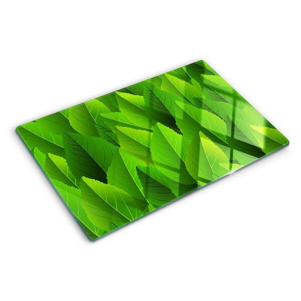 Schneidebrett glas Blätter in Grüntönen