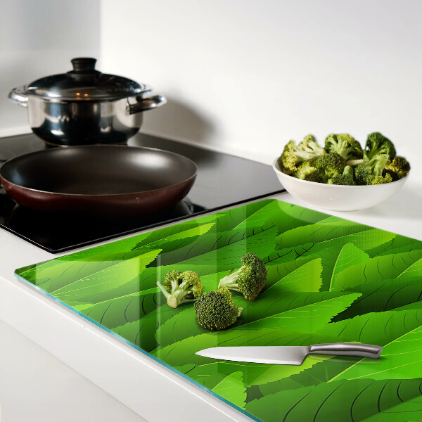 Schneidebrett glas Blätter in Grüntönen