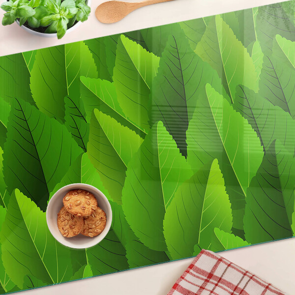 Schneidebrett glas Blätter in Grüntönen