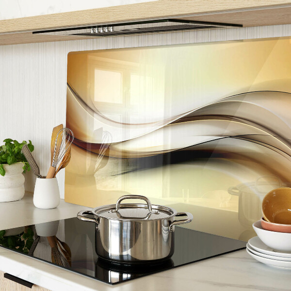 Schneidebrett Glas mit abstrakten Wellen in Beigetönen