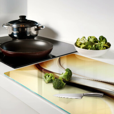 Schneidebrett Glas mit abstrakten Wellen in Beigetönen