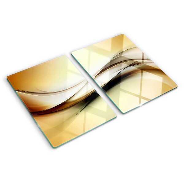 Schneidebrett Glas mit abstrakten Wellen in Beigetönen