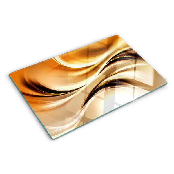 Glas schneidebrett Abstrakte Wellen in Goldtönen