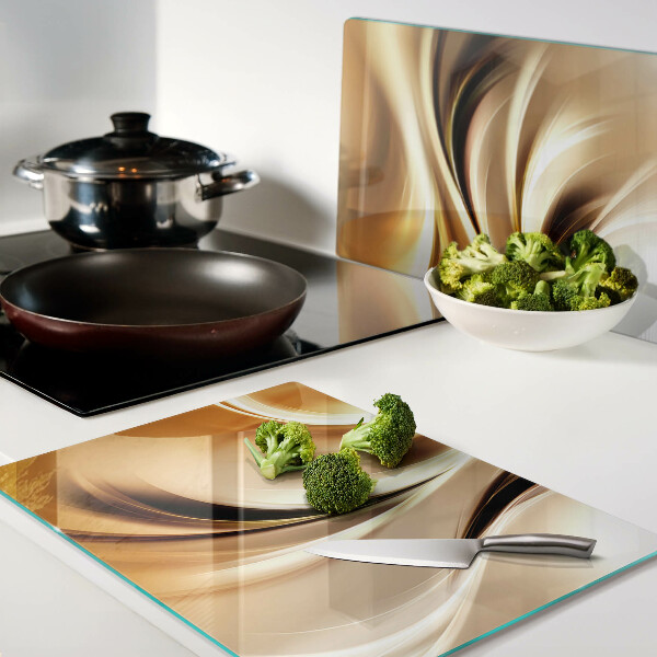 Glas schneidebrett Abstrakte Wellen in Goldtönen