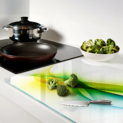 Schneidebrett Glas mit abstrakten Farbwellen