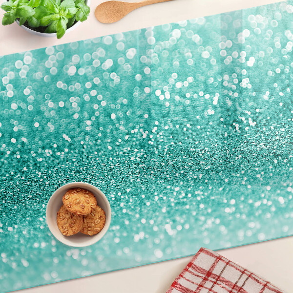 Schneidebrett mit türkisfarbenem Glitzereffekt