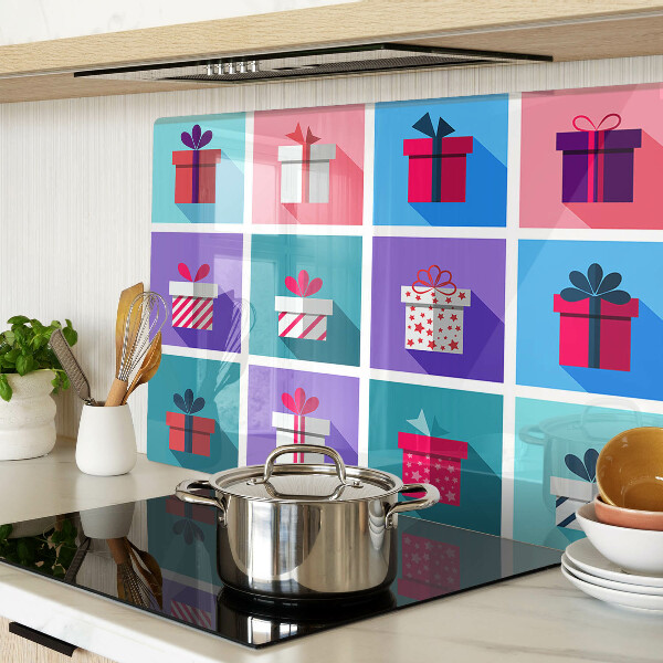 Schneidebrett Glas mit Geschenkaufdrucken in verschiedenen Farben