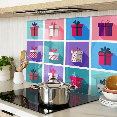 Schneidebrett Glas mit Geschenkaufdrucken in verschiedenen Farben