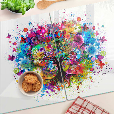 Schneidebrett glas Farbenfroher Baum des Lebens