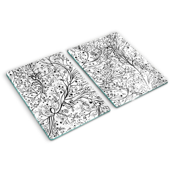 Glas schneidebrett Ein Pflanzenmuster mit zarten Zweigen