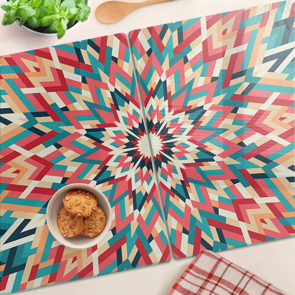 Schneidebrett mit mehrfarbigem Mandala-Motiv