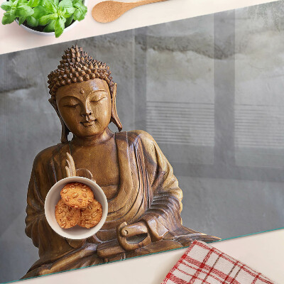 Schneidebrett Glas mit Motiv „Buddha in Meditation“