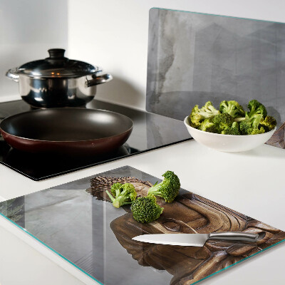 Schneidebrett Glas mit Motiv „Buddha in Meditation“