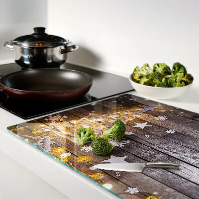 Glas schneidebrett Weihnachtsbaum mit Schmuck