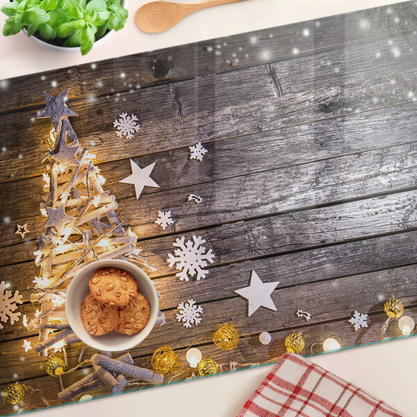 Glas schneidebrett Weihnachtsbaum mit Schmuck