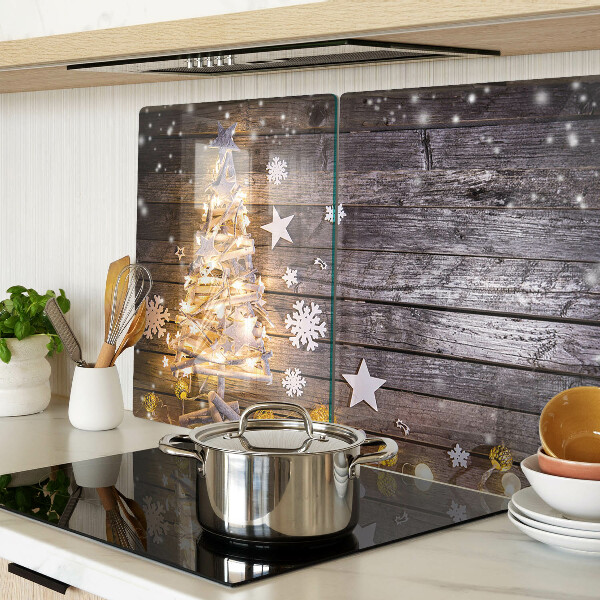 Glas-Schneidebrett mit Motiv eines geschmückten Weihnachtsbaums