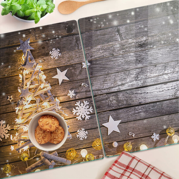 Glas schneidebrett Weihnachtsbaum mit Schmuck