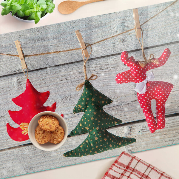 Schneidebrett Weihnachtsdekorationen auf Holzgrund