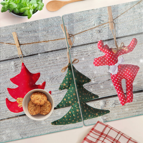 Schneidebrett Weihnachtsdekorationen auf Holzgrund