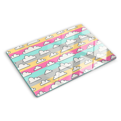 Schneidebrett glas Wolken auf pastellfarbenem Hintergrund
