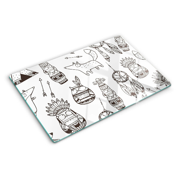 Schneidebrett Ethnisches Motiv mit Tieren