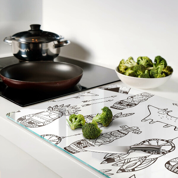 Schneidebrett Ethnisches Motiv mit Tieren