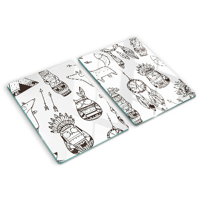 Schneidebrett Ethnisches Motiv mit Tieren