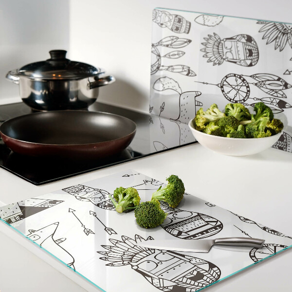 Schneidebrett Ethnisches Motiv mit Tieren