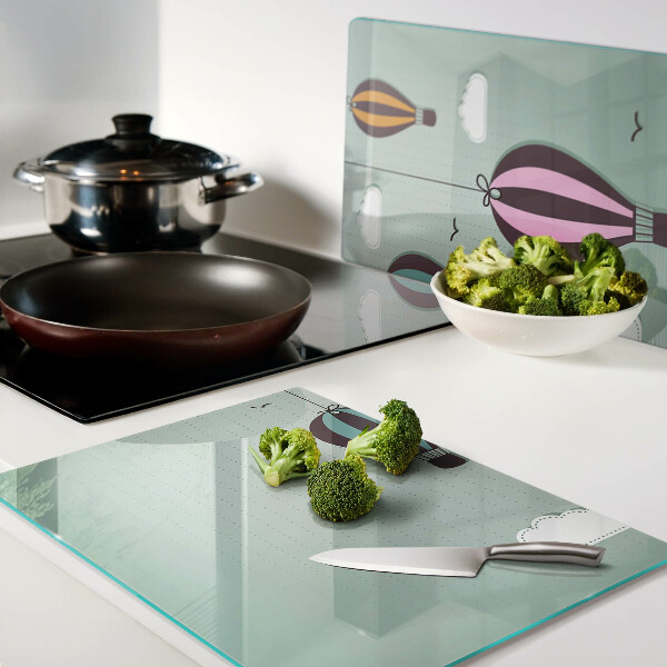 Schneidebrett glas Heißluftballons