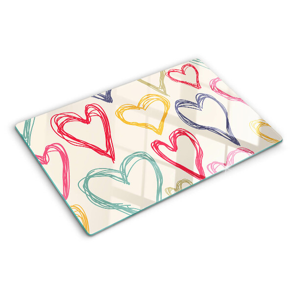 Schneidebrett glas Herz in verschiedenen Farben