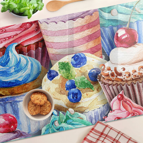 Schneidebrett Cupcakes und buntes Gebäck