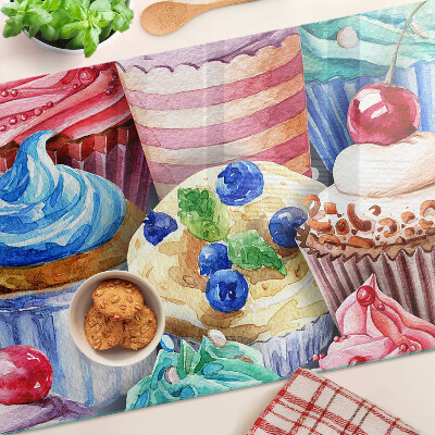 Schneidebrett Cupcakes und buntes Gebäck