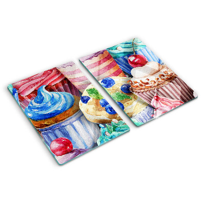 Schneidebrett Cupcakes und buntes Gebäck