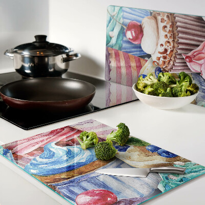 Schneidebrett Cupcakes und buntes Gebäck