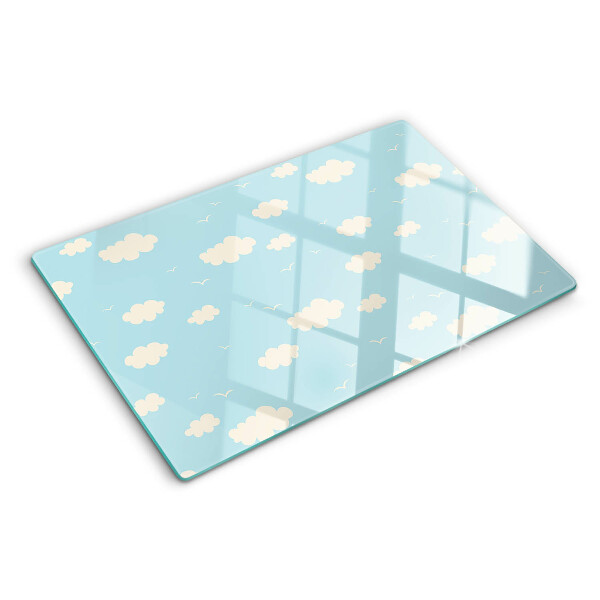 Schneidebrett Glas mit dem Motiv „Wolken am Himmel“