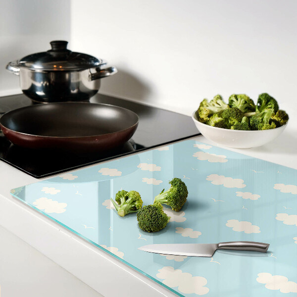Schneidebrett Glas mit dem Motiv „Wolken am Himmel“