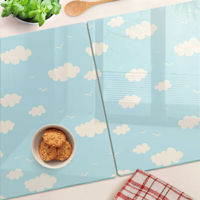 Schneidebrett Glas mit dem Motiv „Wolken am Himmel“