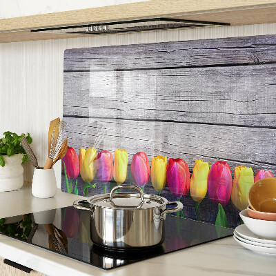 Schneidebrett glas Tulpen auf Holzgrund