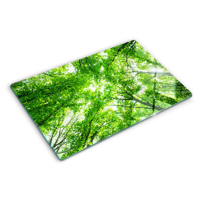 Glas-Schneidebrett mit Motiv von Wäldern und grünen Bäumen