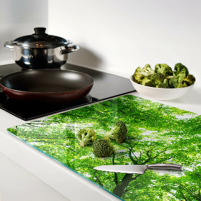 Glas-Schneidebrett mit Motiv von Wäldern und grünen Bäumen