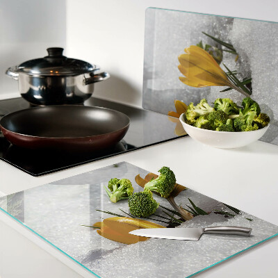 Schneidebrett mit Motiv 'Krokusse im Schnee'