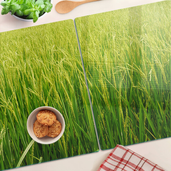 Schneidebrett Glas mit Motiv einer grünen Graswiese