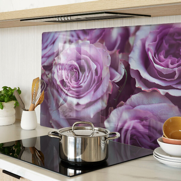 Schneidebrett glas Rosen in Lilatönen