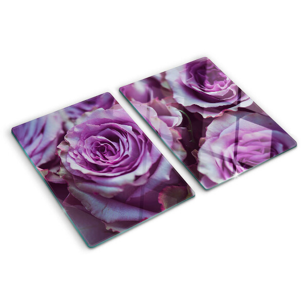 Schneidebrett glas Rosen in Lilatönen