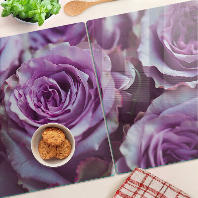 Schneidebrett glas Rosen in Lilatönen