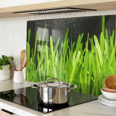 Glas schneidebrett Grünes Gras mit Wassertropfen