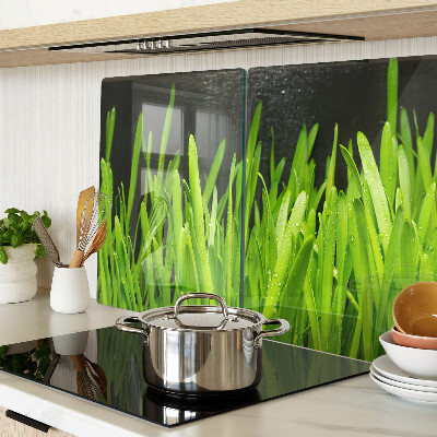 Glas schneidebrett Grünes Gras mit Wassertropfen